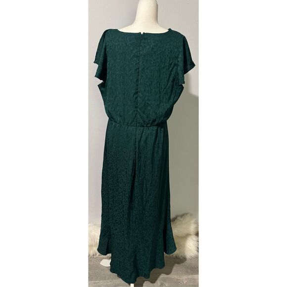 Lane Bryant green ruffle jacquard midi dress 16 - Picture 6 of 9